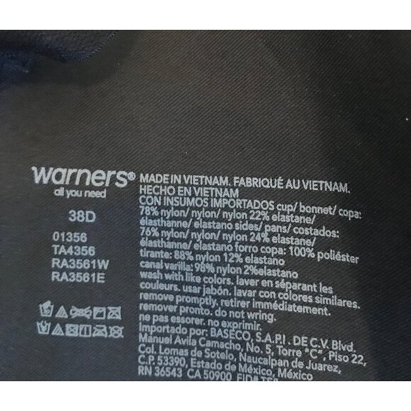 Warner's Women's Black Seamless Underwire T-Shirt Bra‎ Size 38D Comfort - Picture 6 of 6